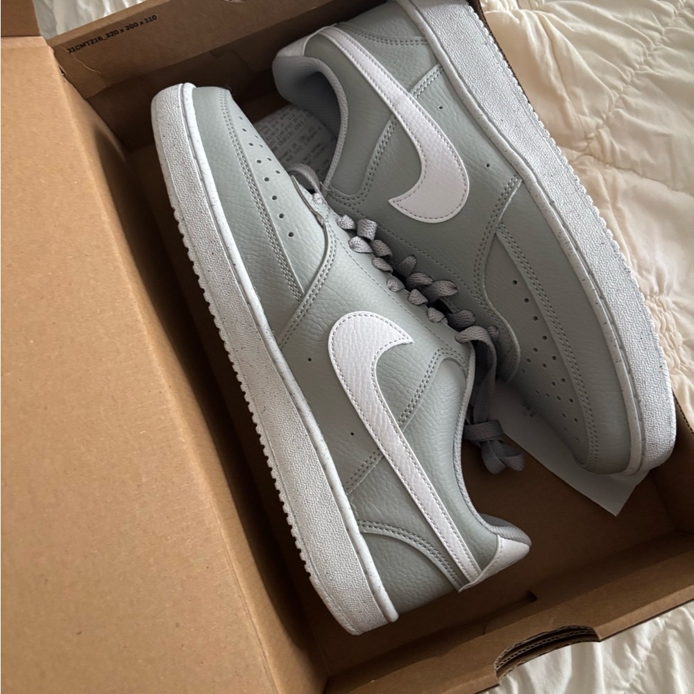 Nike Light Gray and White Low-Top Sneakers